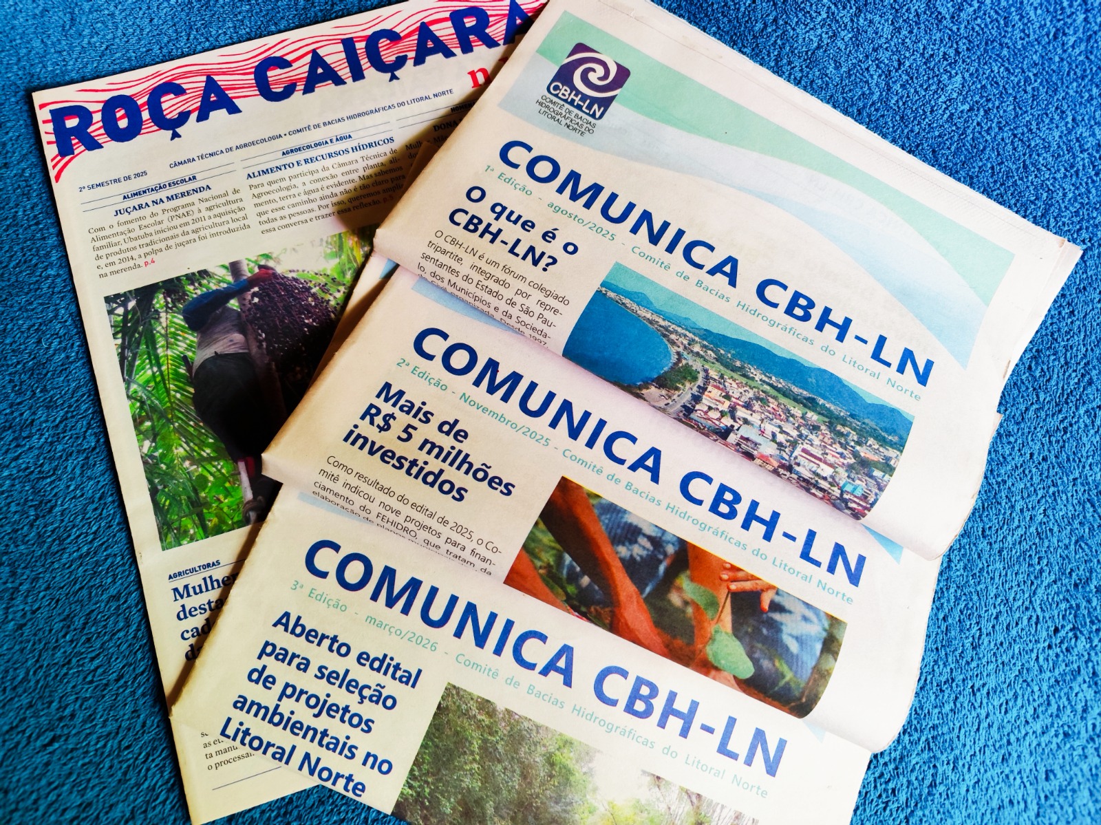Imagem da capa dos jornais Roça Caiçara e Comunica CBHLN